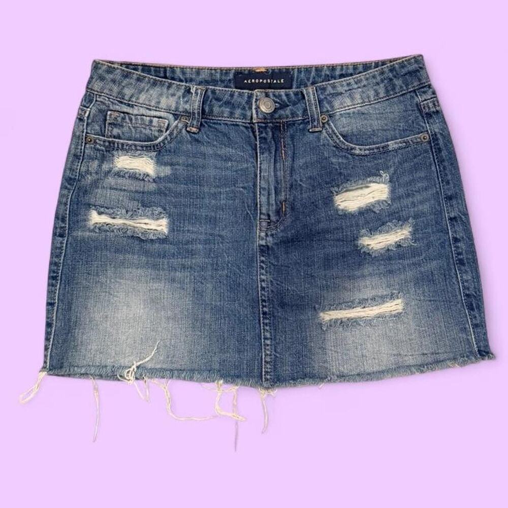 Aeropostale distressed denim mini skirt